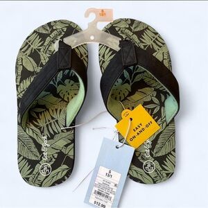 Leaf Print Flip Flops